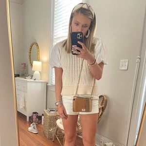 Zara crocheted puff sleeve top